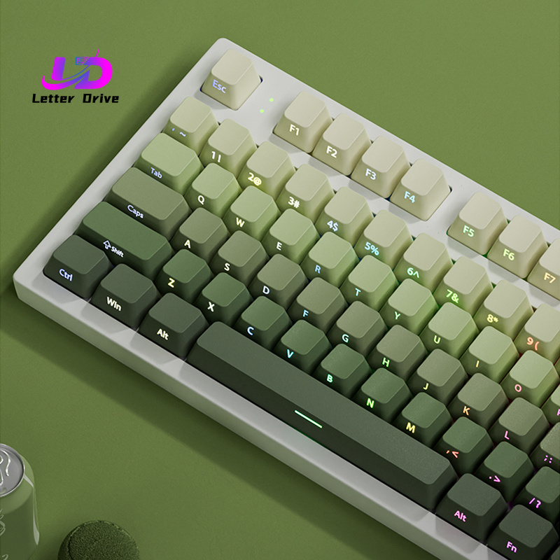 Gaming Accessories Aesthetic - 135キー チェリープロファイル グリーングレープキーキャップ サイドプリント シャインスルーキーキャップ ダブルショットPBTキーキャップ