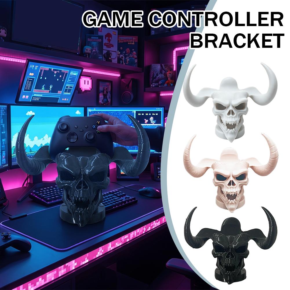 Gaming Accessories For Room - ユニークなデビルスカルホーンコントローラーホルダー デスクオーガナイザースタンド PS5 PS4ゲームパッド用 クールなゲーミングアクセサリー ゲームルームデコレーション
