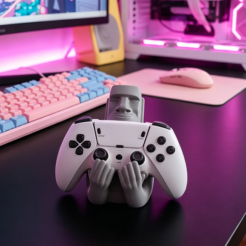 面白いモアイ石樹脂製ゲームパッドホルダー イースター島彫刻コ - Gaming Accessories For Room のレビューと価格