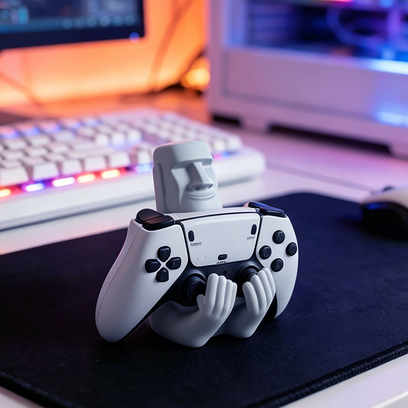 面白いモアイ石樹脂製ゲームパッドホルダー イースター島彫刻コ - Gaming Accessories For Room のレビューと価格